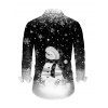 Chemise de Noël pour homme à manches longues, imprimé bonhomme de neige et flocons de neige, colorblock - Noir 5XL