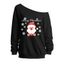 Sweat-shirt à col asymétrique avec imprimé Père Noël et flocons de neige « Joyeux Noël » - Noir XXL | US 14