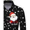 Chemise de Noël pour homme à pois, imprimé Père Noël et lettres, manches longues - Noir 5XL