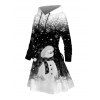 Christmas Couple Outfit Snowman Snowflake Print Hoodie Dress and Shirt Set - Noir S | US 4