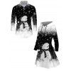 Christmas Couple Outfit Snowman Snowflake Print Hoodie Dress and Shirt Set - Noir S | US 4