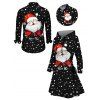 Christmas Couple Outfit Polka Dots Santa Claus Print Hoodie Dress and Shirt Set - Noir S | US 4