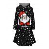 Christmas Couple Outfit Polka Dots Santa Claus Print Hoodie Dress and Shirt Set - Noir S | US 4