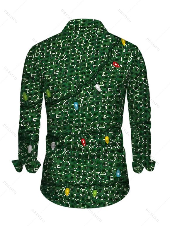 Chemise de Noël pour homme, manches longues, imprimée en 3D avec des chaînes d'éclairs - Vert profond 5XL