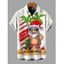 Chemise de Noël pour homme avec imprimé Père Noël, lettre, planche de surf et plage - Blanc 5XL