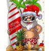 Chemise de Noël pour homme avec imprimé Père Noël, lettre, planche de surf et plage - Blanc 5XL