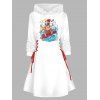 Robe sweat à capuche de Noël imprimée Père Noël surfeur, robe à capuche lacée - Blanc XXL | US 14