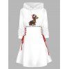 Robe sweat à capuche de Noël avec imprimé chien éclair chaînes lettres et laçage - Blanc XXL | US 14