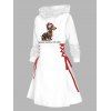 Robe sweat à capuche de Noël avec imprimé chien éclair chaînes lettres et laçage - Blanc XXL | US 14