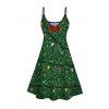 Robe de Noël imprimée à bretelles spaghetti et nœud papillon, ornée de chaînes éclair - Vert profond XXXXXL | US 20