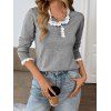 Pull chiné à manches longues et empiècements en dentelle - Gris Clair XL | US 12