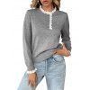 Pull chiné à manches longues et empiècements en dentelle - Gris Clair XL | US 12