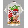 Christmas Couple Outfit Santa Claus Surfing Board Print Faux Fur Dress and Shirt Set - Blanc S | US 4