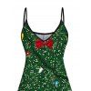 Christmas Couple Outfit Lightning Chains Bowknot Printed Dress and Shirt Set - Vert profond S | US 4