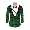 Christmas Couple Outfit Lightning Chains Bowknot Printed Dress and Shirt Set - Vert profond S | US 4