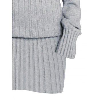 Solid Color Cable Knit Sweater Dress Off the Shoulder Mock Button Dress