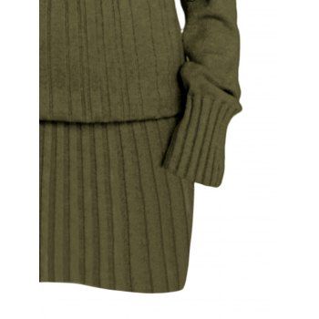 Solid Color Cable Knit Sweater Dress Off the Shoulder Mock Button Dress