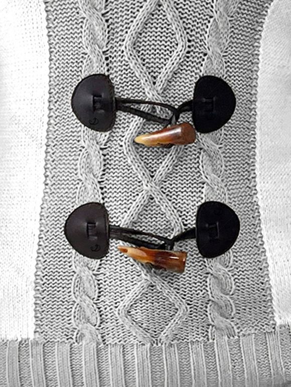 Winter Outfit Mock Horn Button Sweater and Buckle Leggings Set - Gris Clair S | US 4