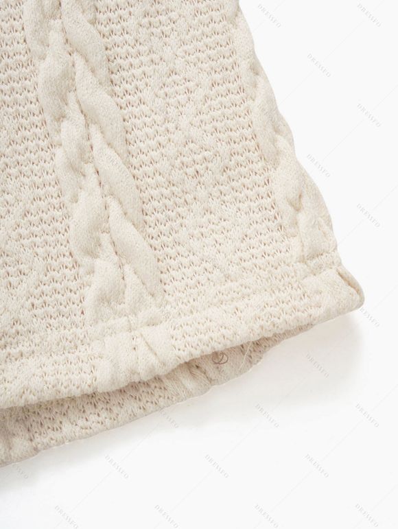 Winter Women Outfit Plaid Horn Faux Fur Hooded Coat Leggings and Boots Set - Beige S | US 4