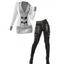 Winter Outfit Mock Horn Button Sweater and Buckle Leggings Set - Gris Clair S | US 4