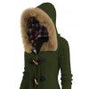 Winter Women Outfit Plaid Horn Faux Fur Hooded Coat Leggings and Boots Set - Vert Armée S | US 4