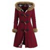 Winter Women Outfit Plaid Horn Faux Fur Hooded Coat Leggings and Boots Set - Rouge Vineux S | US 4