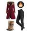 Winter Women Outfit Plaid Horn Faux Fur Hooded Coat Leggings and Boots Set - Vert Armée S | US 4