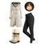 Winter Women Outfit Plaid Horn Faux Fur Hooded Coat Leggings and Boots Set - Vert Armée S | US 4