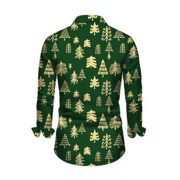 Holiday Couple Outfit Christmas Tree Print Crossover Belt Dress and Shirt Set