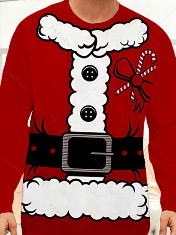 Ensemble de pyjama de Noël pour homme, imprimé en 3D - Rouge L