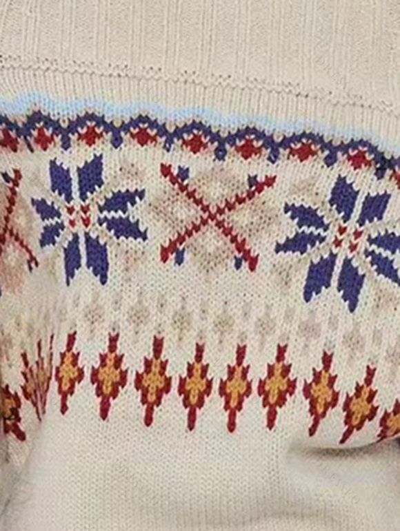 Pull vintage à imprimé géométrique jacquard et épaules dénudées - café lumière M | US 6