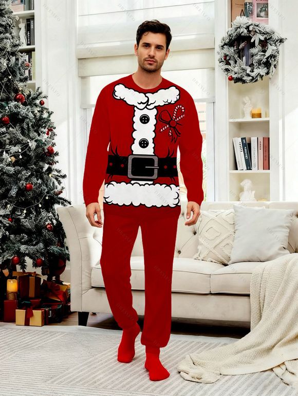 Christmas Couple Sleepwear Outfit 3D Print Home Sleepwear Set - Rouge S | US 4