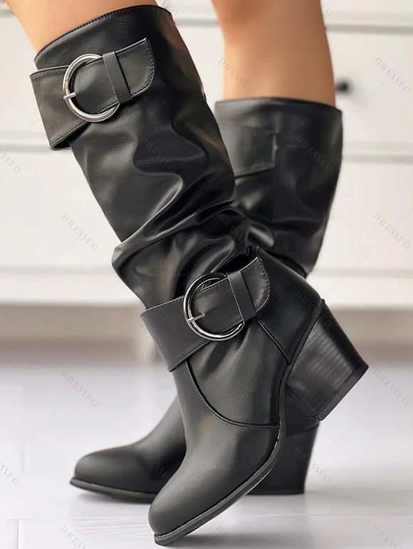 Winter Women Outfit Plaid Belted Handkerchief Dress and Earrings Boots Set - Rouge Vineux S | US 4