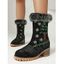 Embroideried Christmas Tree Elk Snowflake Faux Fur Chunky Heel Boots - Noir EU 39