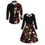 Holiday Couple Outfit Christmas Elements Print Belt Dress and Shirt Set - Noir S | US 4