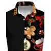 Chemise de Noël pour homme avec imprimé bonhomme en pain d'épice et éléments de Noël - Noir XL