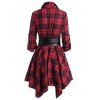 Winter Women Outfit Plaid Belted Handkerchief Dress and Earrings Boots Set - Rouge Vineux S | US 4