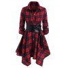 Winter Women Outfit Plaid Belted Handkerchief Dress and Earrings Boots Set - Rouge Vineux S | US 4
