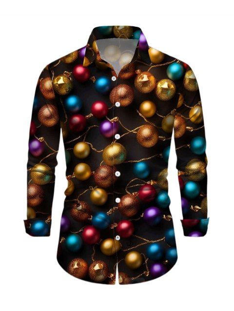 Chemise de Noël pour homme, manches longues, imprimé cloches de Noël