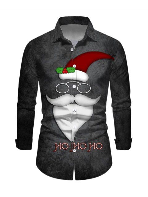 Chemise homme à manches longues avec imprimé Père Noël et bonnet de Noël