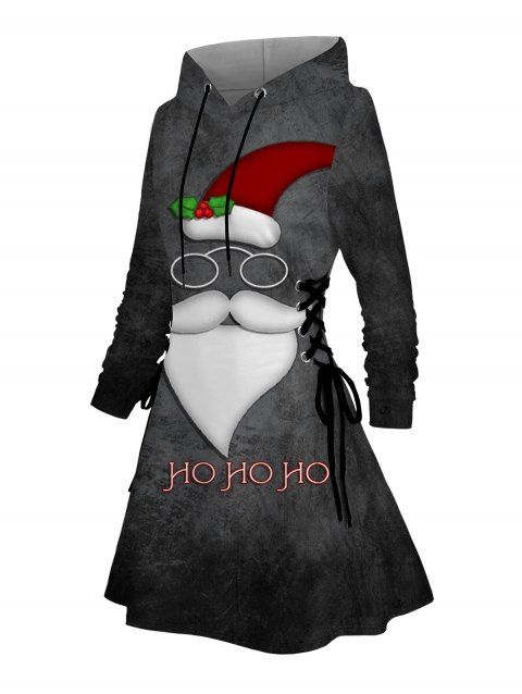 Robe sweat à capuche de Noël avec imprimé lettres et bonnet de Père Noël