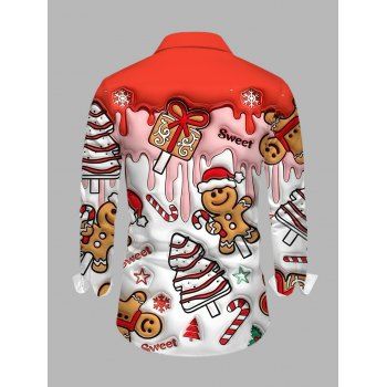 Couple Outfit Gingerbread Man Christmas Tree Print Faux Fur Dress and Shirt Set