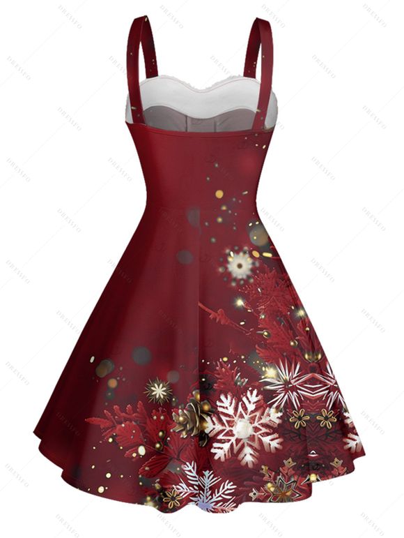 Christmas Snowflake Light Point Print Mini Dress and Turn Down Collar Casual Button-up Shirt Outfit - Rouge Vineux S | US 4