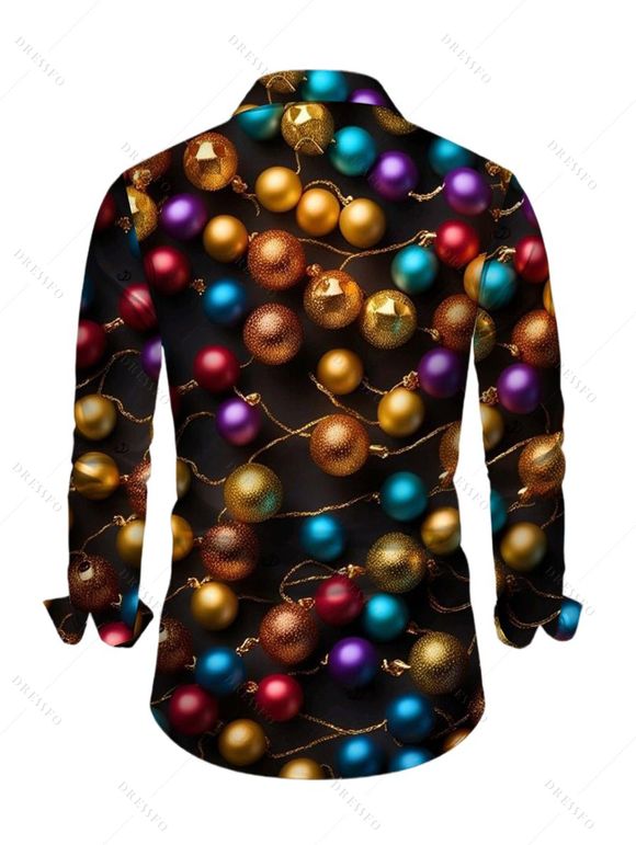 Chemise de Noël pour homme, manches longues, imprimé cloches de Noël - Noir 5XL