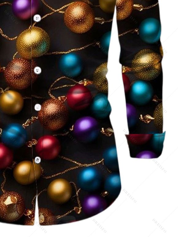 Chemise de Noël pour homme, manches longues, imprimé cloches de Noël - Noir 5XL