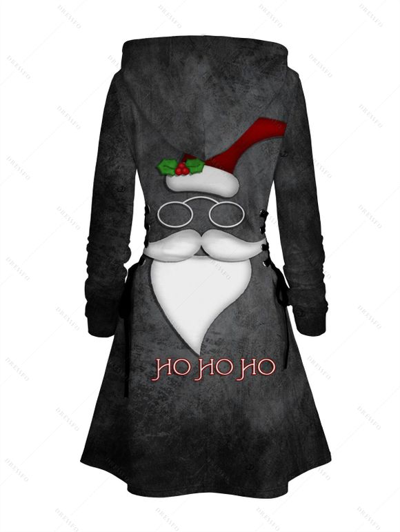 Holiday Couple Outfit Santa Claus Christmas Hat Letter Print Dress and Shirt Set - Noir S | US 4