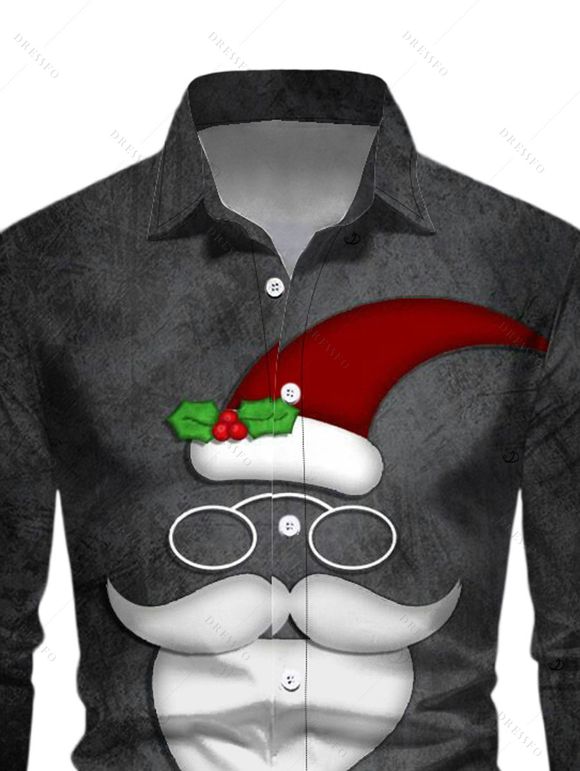 Holiday Couple Outfit Santa Claus Christmas Hat Letter Print Dress and Shirt Set - Noir S | US 4