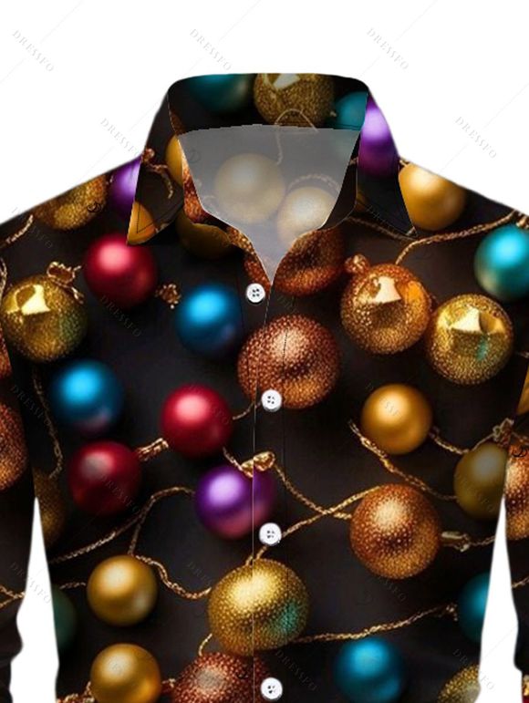 Holiday Couple Outfit Christmas Bell Print Lace Up Hoodie Dress and Shirt Set - Noir S | US 4