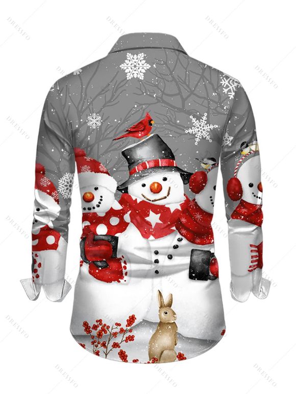 Christmas Couple Outfit Snowflake Snowman Print Belt Dress and Shirt Set - Noir S | US 4