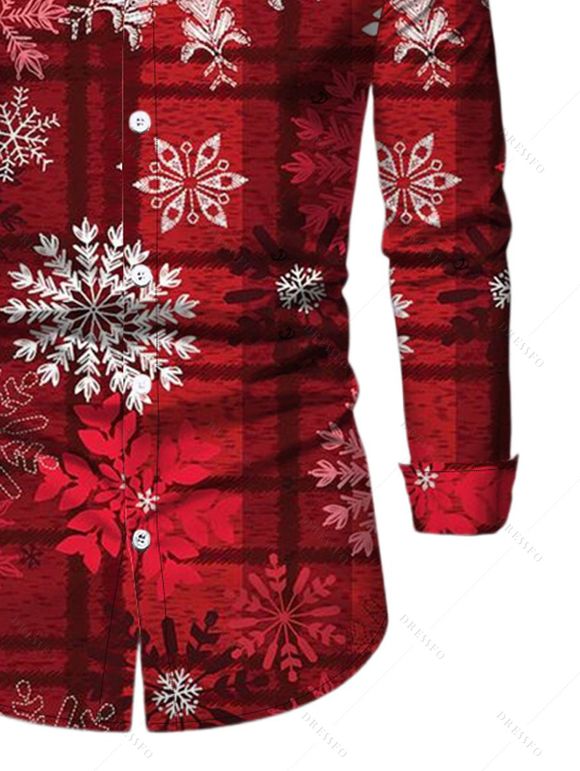 Christmas Couple Outfit Snowflake Plaid Print Belt Dress and Shirt Set - Rouge Vineux S | US 4